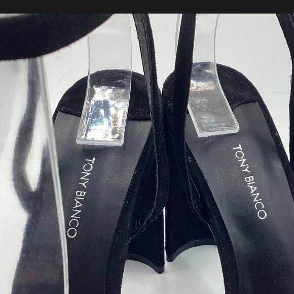 Tony Bianca Sebastian Black Kid Suede Studded Ankle Strap Heeled Sandal 10 - Picture 8 of 11